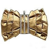 Beautiful Gold Ruffled & Rhinestone Evening Bag Clutch
