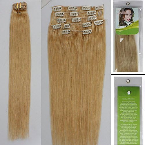 Long Straight 100% Real Human Hair Clip In/on Hairpieces Extensions and Blonde Natural (22) by New OK buy
