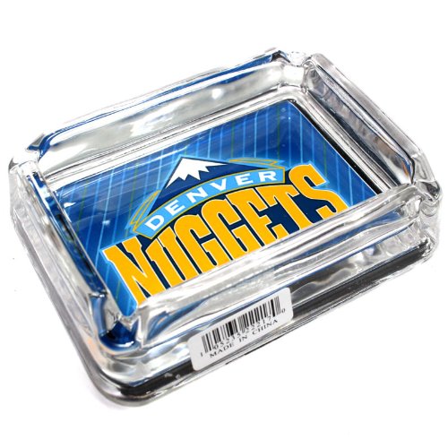 Detail image Denver Nuggets Glass Ashtray - Dimensions 3 Inch x 4 Inch - Simulated Black Velvet Botton