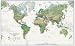 Large World Wall Map, Physical, White Ocean Style, 33 X 54 Inches, Laminated
