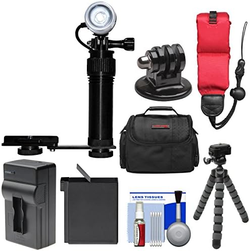 Intova Underwater Action Video Light with Camera Bracket Mount with AHDBT-401 Battery + Charger + Float Strap + Case + Tripod Kit Kit for GoPro HERO4
