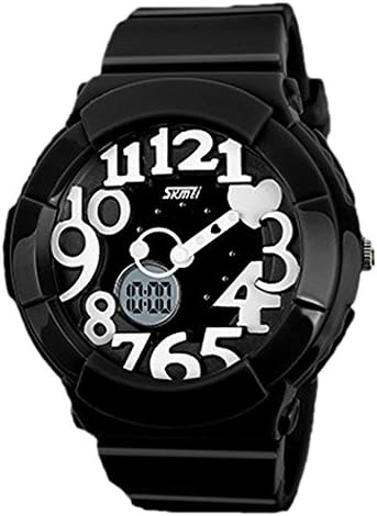 NIUBILITY Ori-1021 Analog Digital Water Resist Dual Time Womens Mens Sport Wristwatch-Black