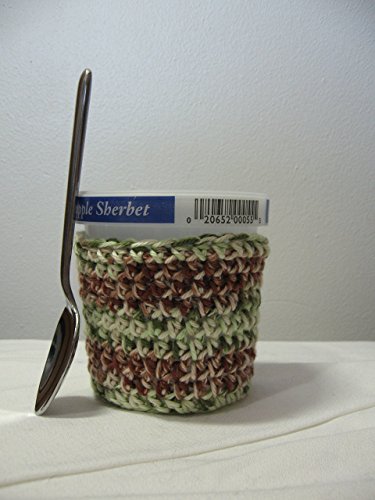 Handmade Crochet Ice Cream Pint Cozy in Camouflage