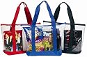 Clear ZIPPER tote with color trim and bottom, Black trim