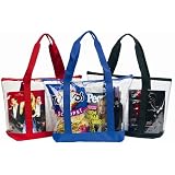 Clear Zipper Tote with Color Trim and Bottom (Blue)