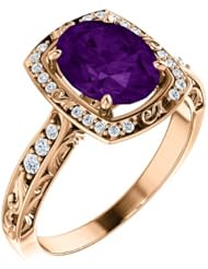 18K Rose Gold 9.00x7.00mm Oval Cut Chatham Created Alexandrite and Diamond Ring -- LIFETIME WARRANTY