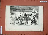 1881 Aquatic Tea Party Brighton River Boats Barrels