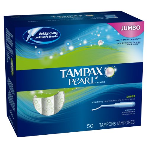Tampax Tampax Pearl Plastic Super Absorbency, Unscented Tampons 50 Count