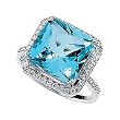 14K White Gold Swiss Blue Topaz and Diamond Ring