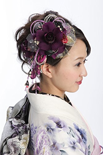 花髪飾り かんざし 紫ヴァイオレット[ 成人式 振袖 卒業式 袴 着物 和装 簪 髪型]