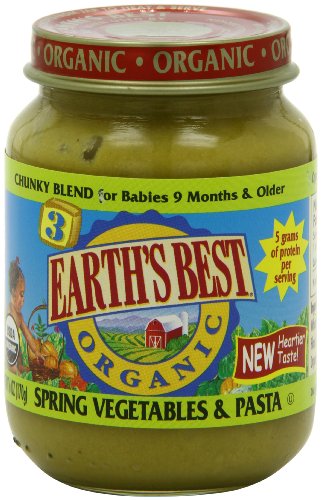 Earth's Best Junior Baby Organic Food, Spring Vegetable and Pasta, 6-Ounce Jars (Pack of 12)
