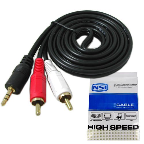 NSI LK-131053 3.5mm TRS to RCA Stereo Audio Cable iPod Compatible - 3.5mm Male to 2 RCA L/R Male - 6ft (1.8m)