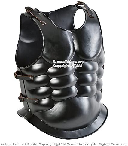 Spartan Roman Black Steel Muscle Breastplate Cuirass Medieval Armor LARP Costume