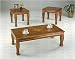 3pcs Oak Finish Parquet Occasional Coffee and End Table Set