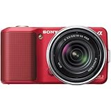 Sony Alpha NEX-3 Interchangeable Lens Digital Camera w/18-55mm Lens (Red)-  ....
