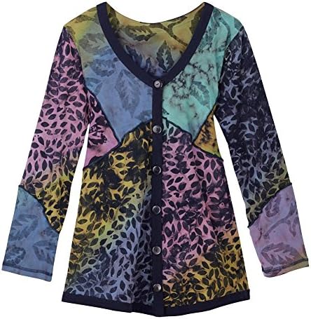 Women's Mosaic Batik Button Up Tunic - Large