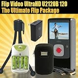 Pure Digital Flip Video UltraHD U2120B 120 Min Digital Camcorder Black With The Ultimate Flip Package Includes Slim Hard Shell Carrying Case + HDMI Cables + AA Battery & Charger Set + Mini Tripod & More!