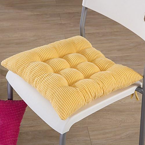 Blogger Soft Office Square Cotton Seat Cushion Buttocks Support Suede Chair Warm Cushion Pads 14inch-14inch (Yellow)
