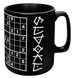 Konitz Sudoku Chalk Talk 12-Ounce Mug, Black, Gift Boxed