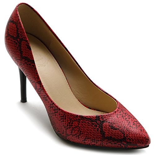 Ollio Women's Shoe D'Orsay Snakeskin Pointed Toe High Heel Multi Color Pump