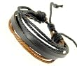 Neptune Giftware Mens Black Leather Double Strap & Black & Brown Coloured Cords Leather Bracelet / Leather Wristband / Surf Bracelet - 88