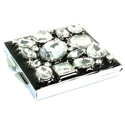 New Square Clear Multi Crystal Bejeweled Compact Mirror