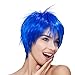Kalyss Short Straight Women's Blue Flat Bangs Cosplay Party Heat Resistant Full Hair Wigs