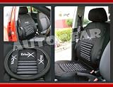 Black Mesh Look Lumbar Back Support Car Seat Covers Full Set Includes Steering Wheel Cover Glove+2 Harness Shoulder Pads