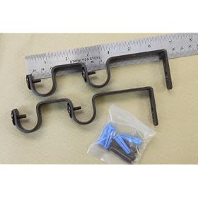 Double Curtain Rod Brackets for 13 16 Rod- Black