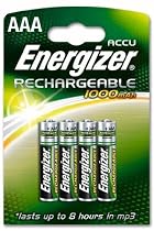 4 X Energizer AAA 1.2V Ni-MH 1000 mAh Rechargeable Batteries