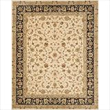 IMAGE OF Silk Pearl Beige / Black Oriental Rug Size: 8'6