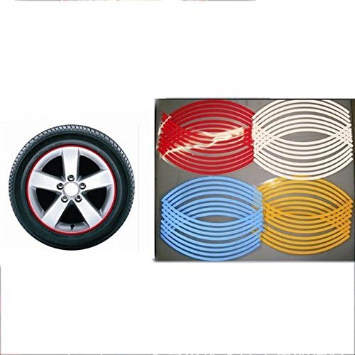 Coolgardgets Car Refective Rim Stripe Tape Wheel Decal 16pcs Red