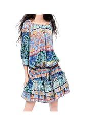 Spring General Print Polyester/Silk Gathered  Dress