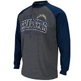 NFL Men's San Diego Chargers Long Sleeve Henley Tee (Charcoal Heather/Navy, Large)