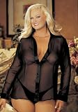Plus Size Long Sleeved Silk Chiffon Sleepshirt
