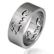 Satin Finish Laser Cut "Love" Stainless Steel Ring (Sizes 5 - 8)