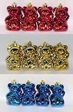 Assorted Color Bear Ornaments - 12 Cnt