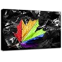 Coloured Leaf Abstract Canvas Art Print Poster