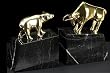 Wall Street Solid Brass Lacquered on Marble Bookends