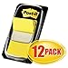 Post-it Flags 680-YW12 Marking Page Flags In Dispensers, Yellow, 12 50-Flag Dispensers/box