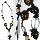 SG Paris Neckwwod / Glass Bead 60 Cms Brown and Crystal Marron Combinaison Necklace Necklace Mixed Natural Material Bargains Women Zother Basic Fashion Jewelry / Hair Accessories Z Others
