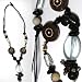 SG Paris Neckwwod / Glass Bead 60 Cms Brown and Crystal Marron Combinaison Necklace Necklace Mixed N