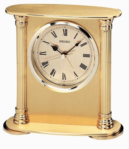 Seiko Desk and Table Alarm Clock Gold-Tone Solid Brass Case