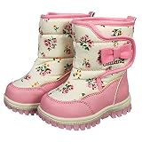 アスナロ（サンダル・ブーツ） スノーブーツ ベビー 女の子 UZULAND 撥水加工 小花柄 ブーツ15cm アイボリー