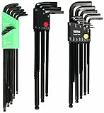 WIHA 36696 Torx and Hex L-Key Set with 32 L-Keys, 3 Holders, Ball Hex .050-Inch - 3/8-Inch, Ball Hex