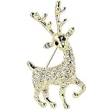 Reindeer Gold-Tone Diamante Brooch Pin