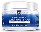InstaNatural Keratin Complex Hair Conditioner & Mask - Best Treatment for Dry & Damaged Hair - Coconut Butter, Organic Argan & Jojoba Oil - Smoothing, Strengthening & Conditioning Formula - 8 OZ