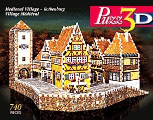 Detail image Puzz3D Wrebbit Medieval Village Rothenburg Difficult Puzzle 740 Pieces