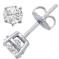 Authentic Sterling Silver .925 Cubic Zirconia Stud Earrings Set in Basket Settings, 2.00 Carat Total Total Weight, 1.00 Carat Each White Cubic Zirconia Stone. Includes Gifts Packaging At No Extra Cost