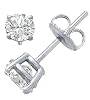 Sterling Silver .925 Cubic Zirconia Stud Earrings Set in Basket Settings, 2.00 cttw